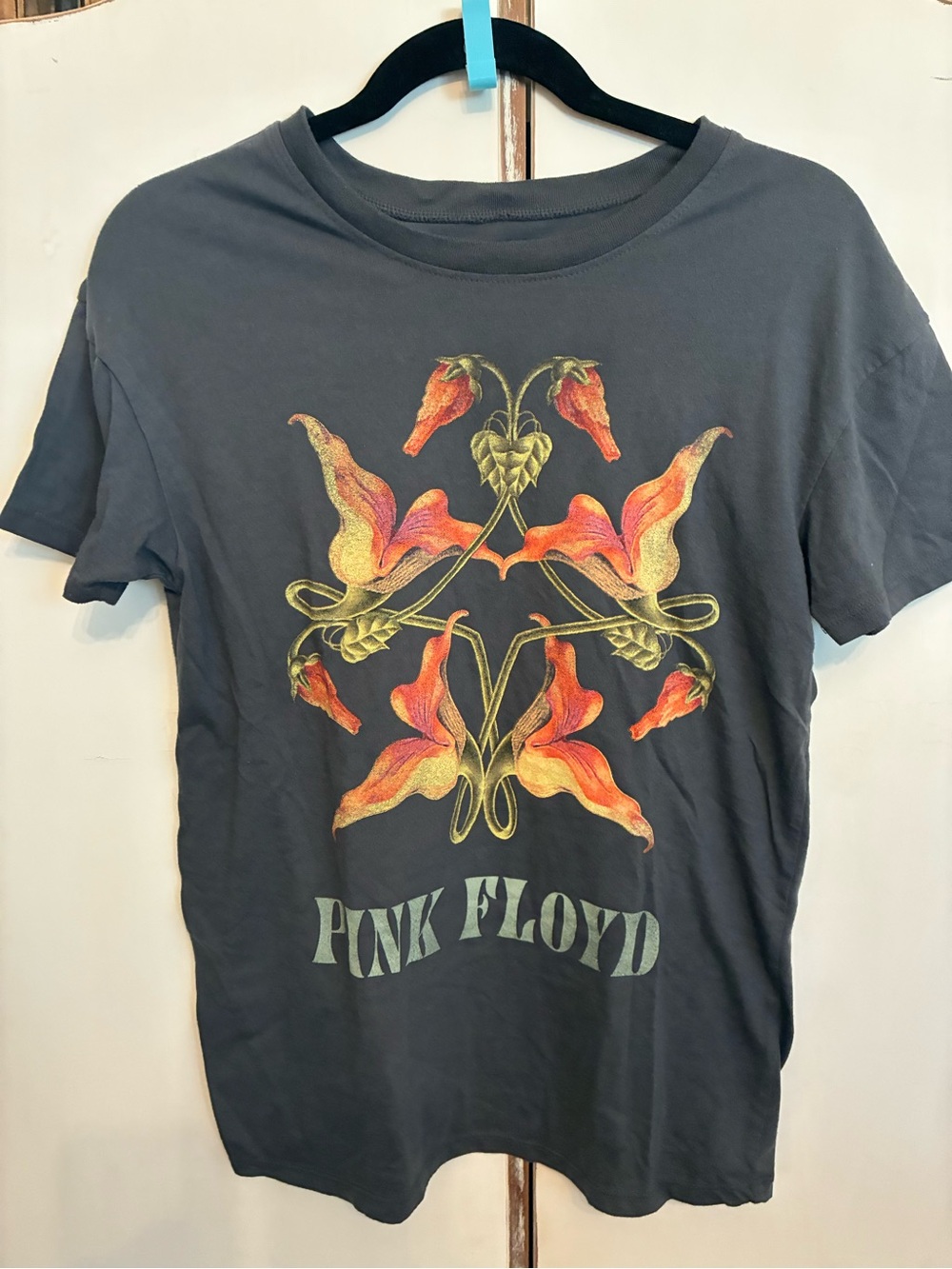 Pink Floyd The Wall Short Sleeve Tee with Orange & Yellow Floral Graphic